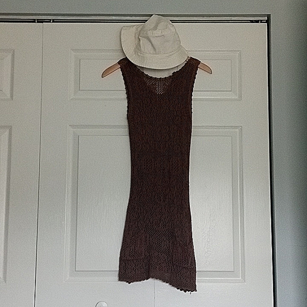 Brown Calvin Klein crochet swimsuit cover up dress